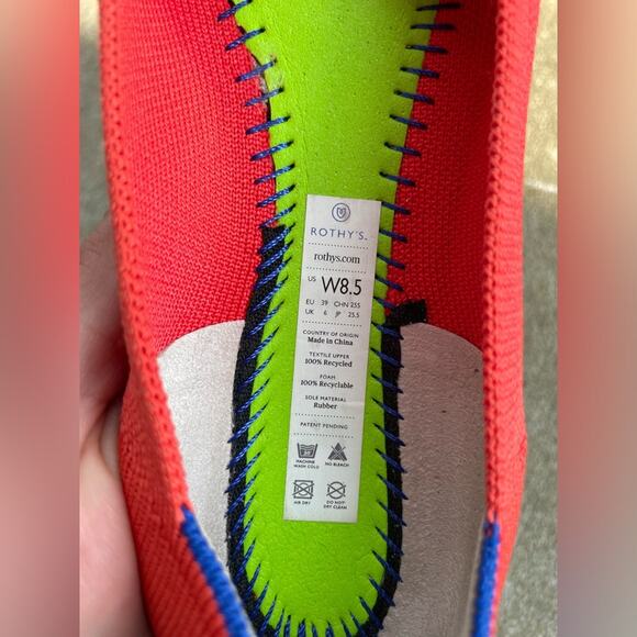 Rothy’s Red/Flame? Pointed Toe Ballet Flats Shoes Women’s 8.5 - Picture 7 of 7